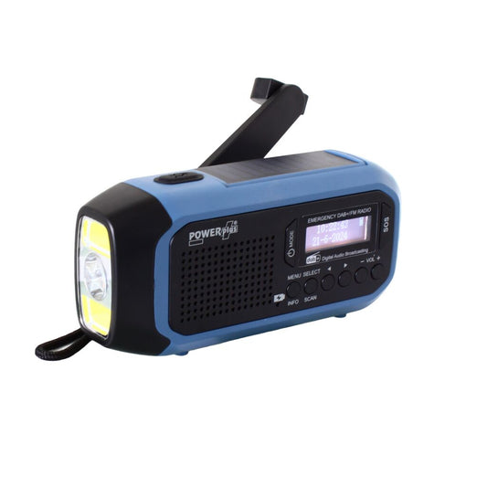 DAB+/FM Radio Solar Dynamo Flashlight Powerbank Alarm POWERplus Hyena