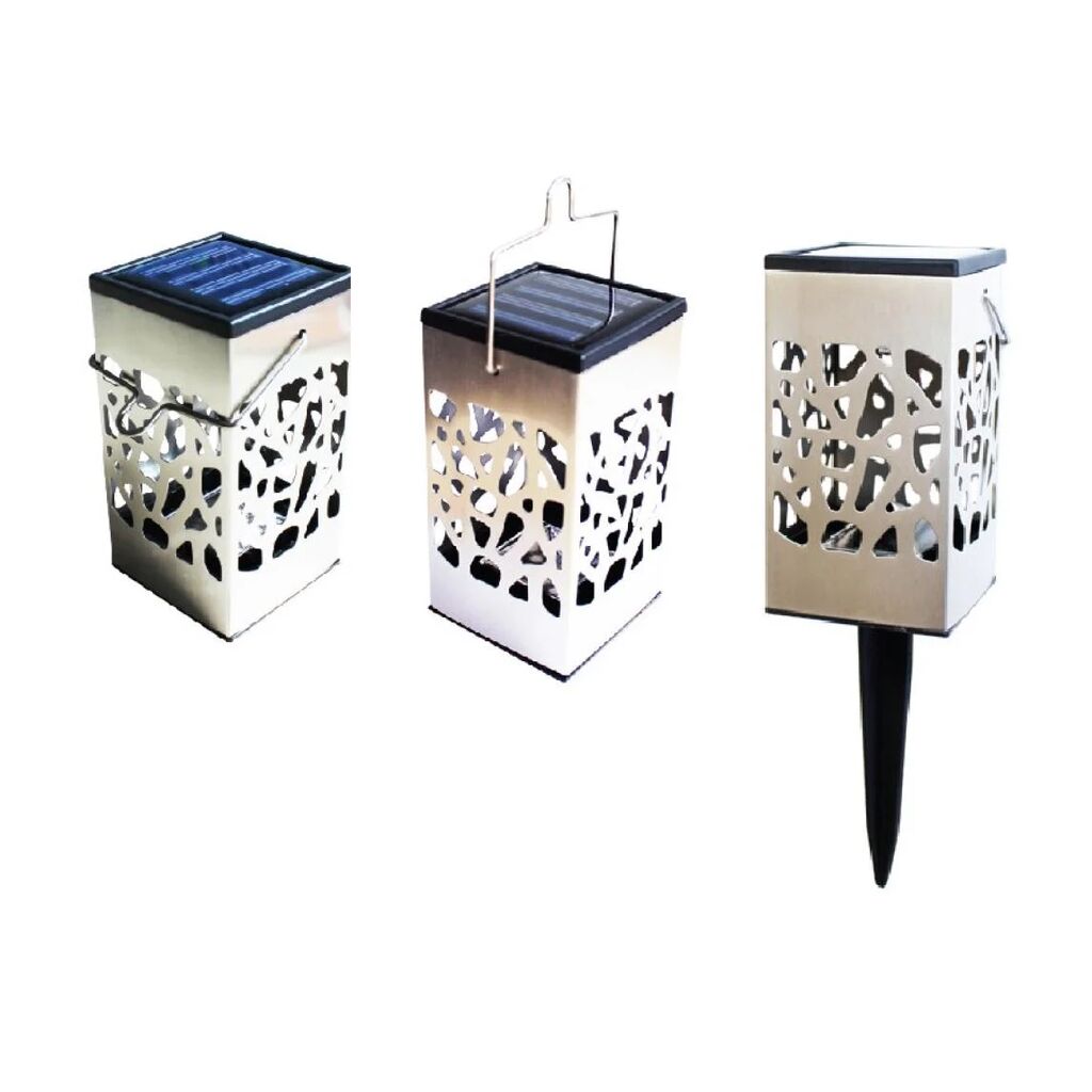 Solar LED Flame Lamp POWERplus Ferret Stainless Steel Garden
