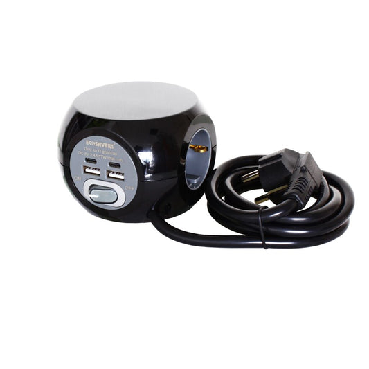 EcoSavers Cube Power Cube 3 Sockets 2x USB 2x USB-C Design