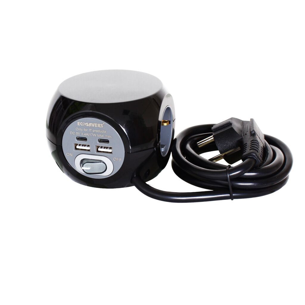 EcoSavers Cube Power Cube 3 Sockets 2x USB 2x USB-C Design