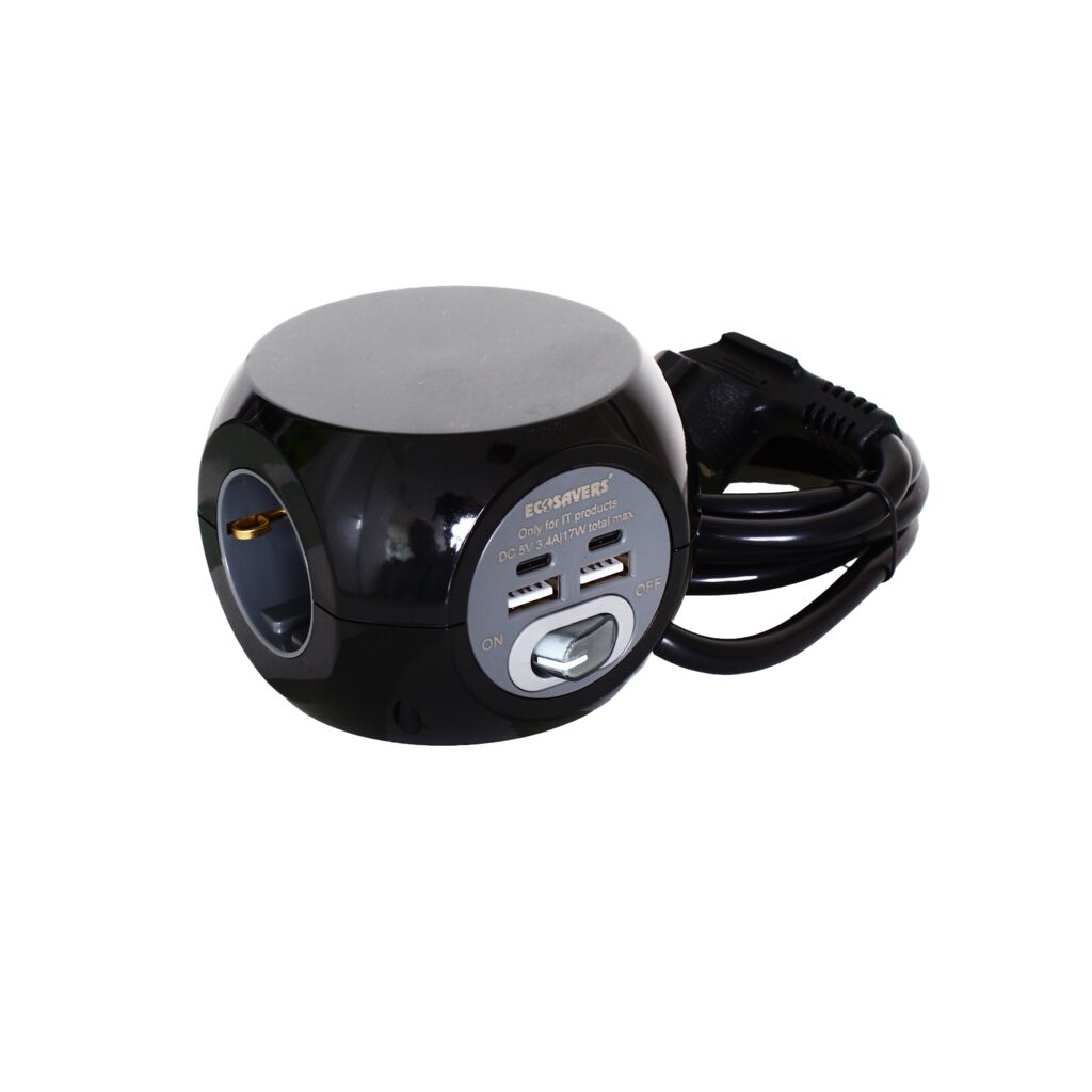 EcoSavers Cube Power Cube 3 Sockets 2x USB 2x USB-C Design