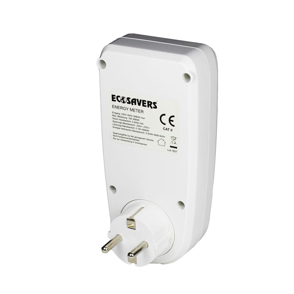 EcoSavers Energy Cost Meter Large Display Plug F CO2 Footprint