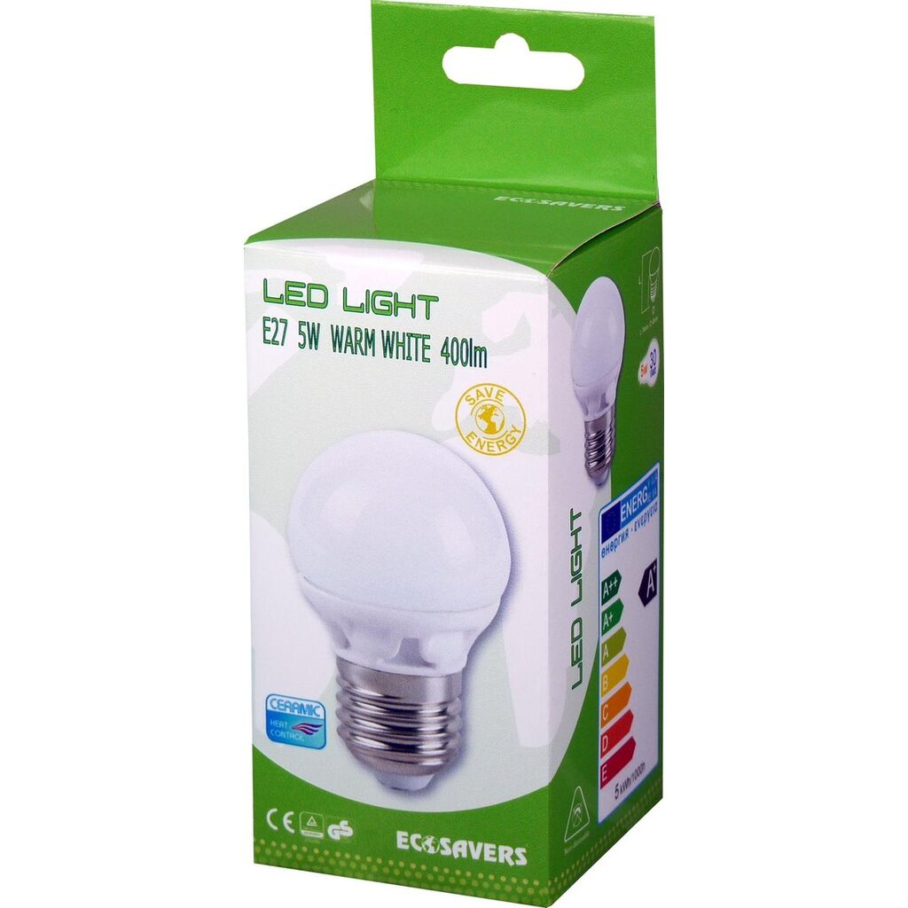 E27 5W EcoSavers MiniGlobe LED ball bulb. Economical