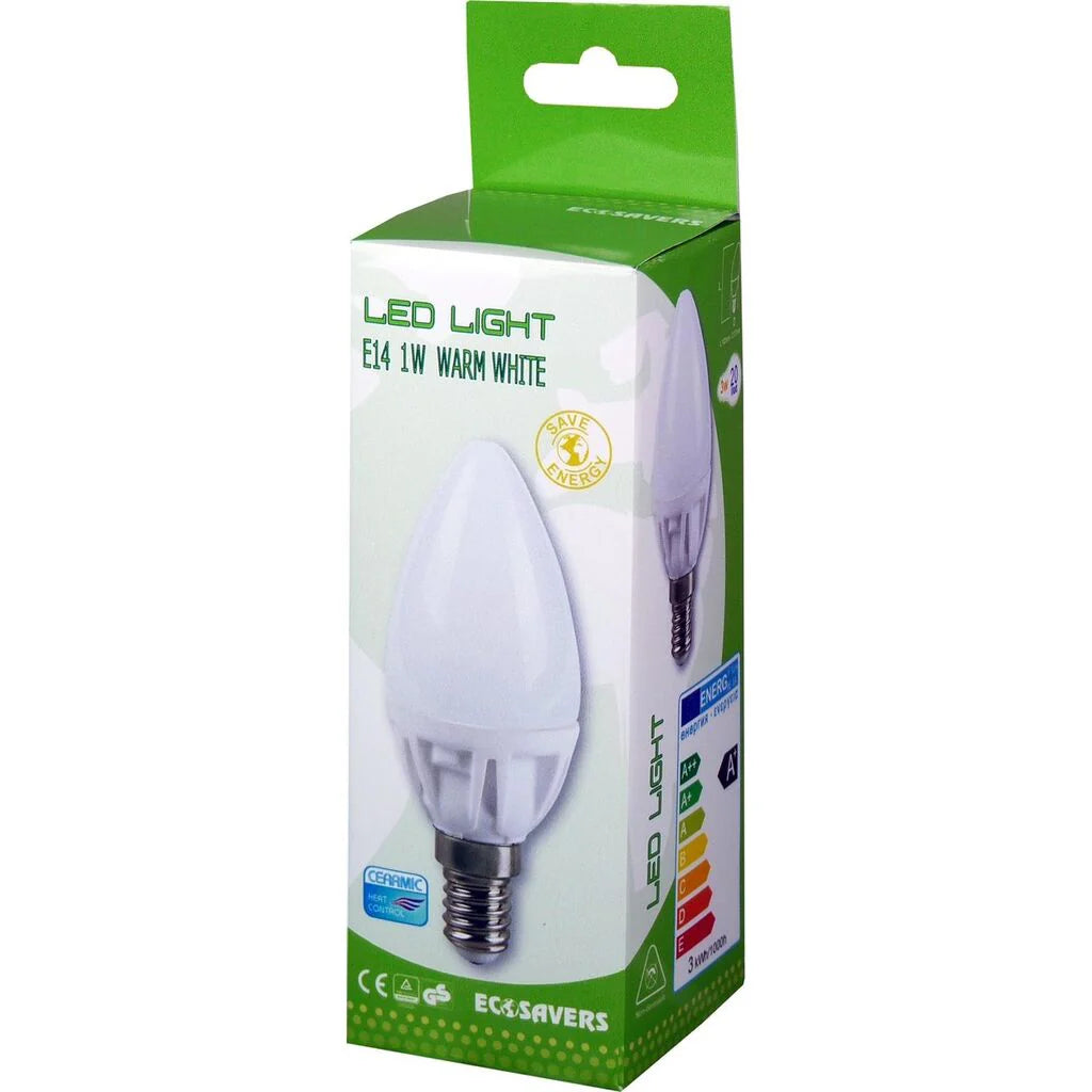 E14 1W EcoSavers LED Candle Bulb. Economical