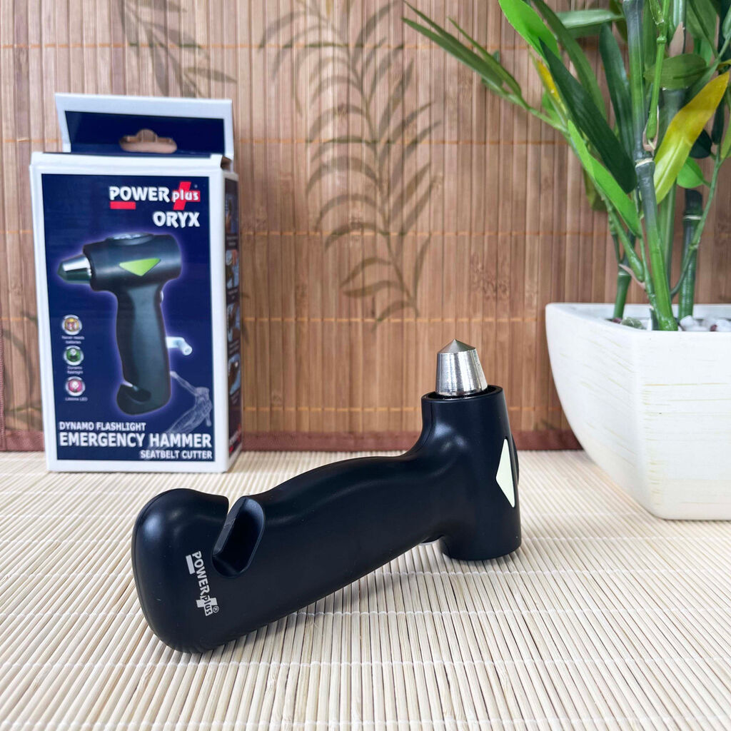 3in1 Car Flashlight Dynamo Hammer Knife POWERplus Oryx
