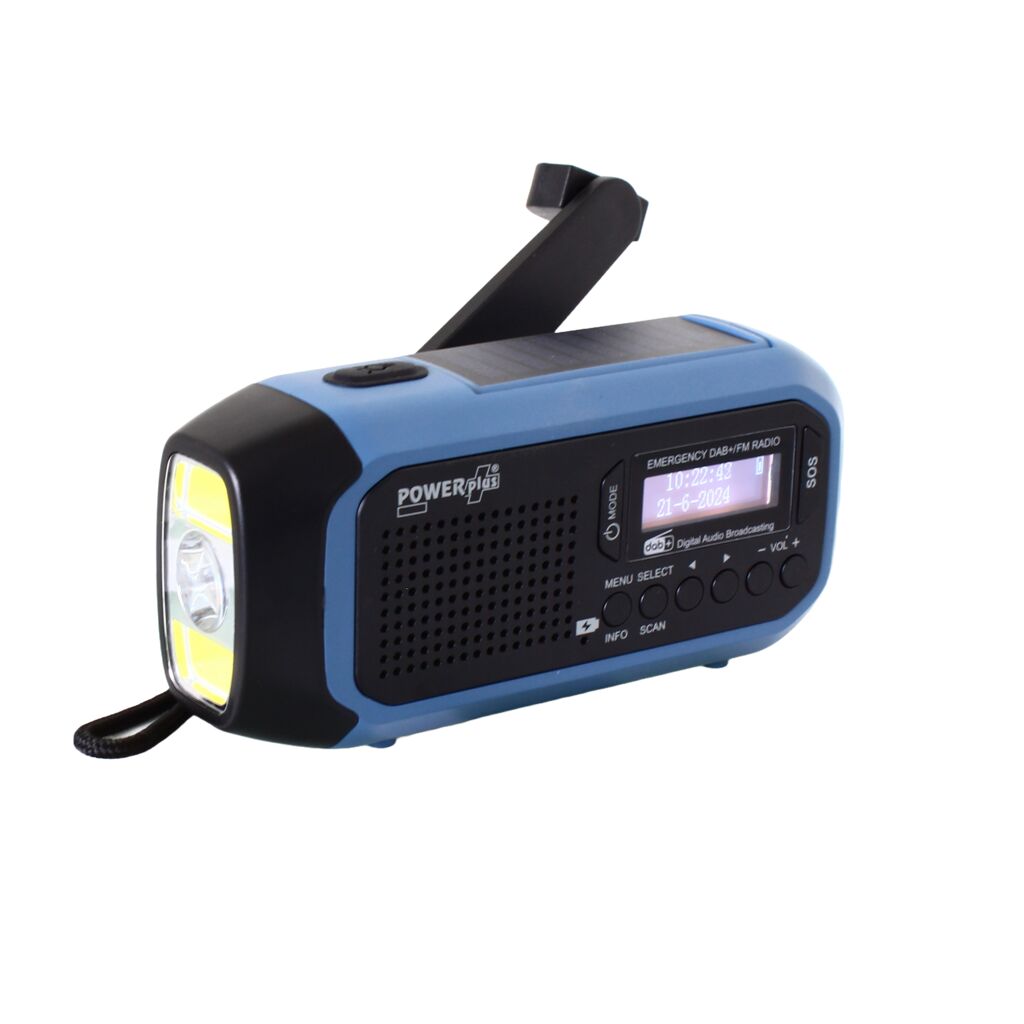 DAB+/FM Radio Solar Dynamo Flashlight Powerbank Alarm POWERplus Hyena (Image 1 of 10) - DAB+/FM POWERplus Hyena Emergency Radio - Solar, Dynamo, USB-C, Powerbank, 2xLED, Replaceable Batte. Keywords: helmet. SKU: 8717853706158 POWERplus Hyena