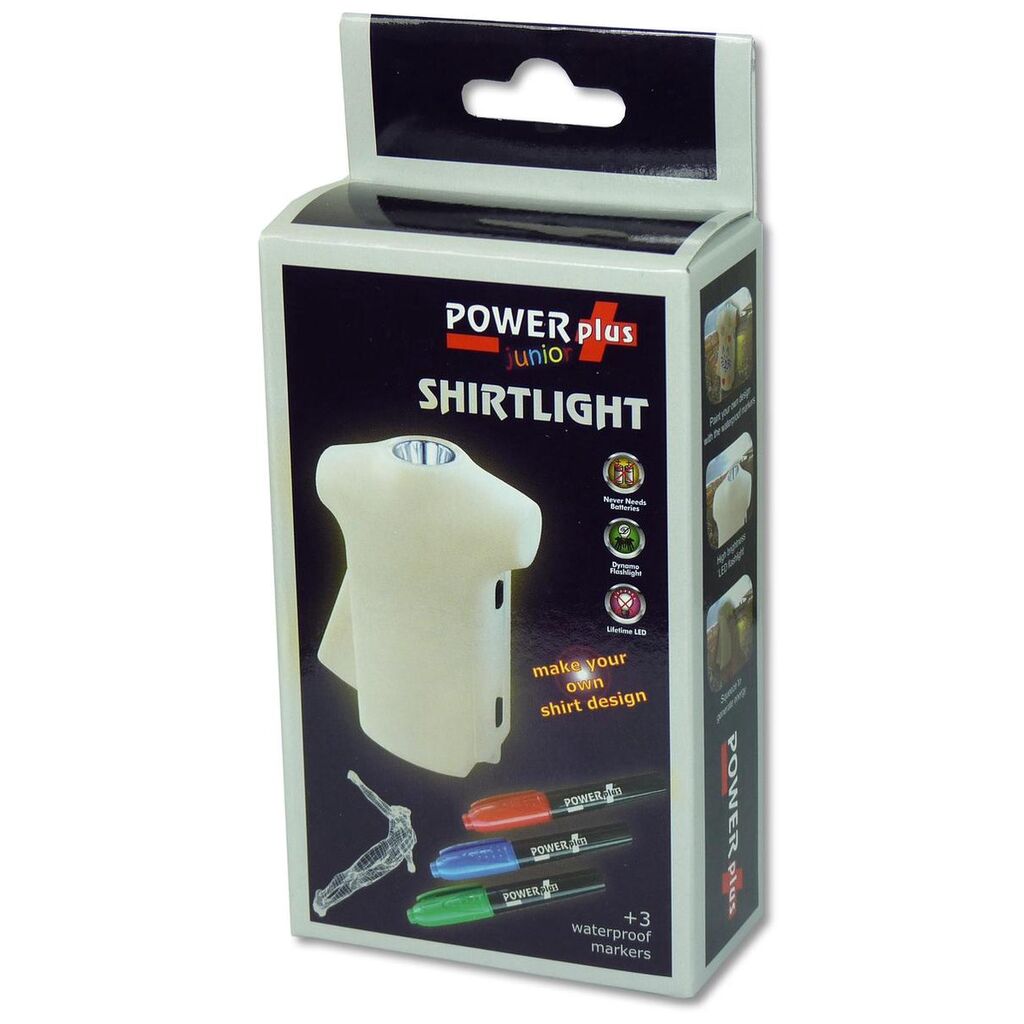 Dynamo POWERplus Shirtlight LED Flashlight with T-shirt Markers (Image 5 of 5) - Color your own light! The POWERplus® dynamo flashlight in the shape of a T-shirt is an extraord. Keywords: toy. SKU: PP-ShirtLight