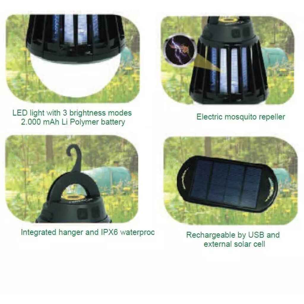 POWERplus Mosquito Solar Camping Lantern – LED Light & UV Insect Killer, IPX6