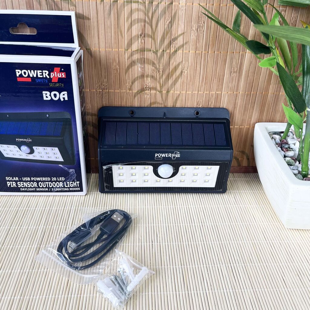 Solar Lamp 20 LEDs with Motion Sensor POWERplus Garden Boa (Image 1 of 5) - Reliable and intelligent outdoor lighting without electricity bills! POWERplus® Boa is a high-e. Keywords: daylight sensor, pir, solar, solar light. SKU: PP-Boa