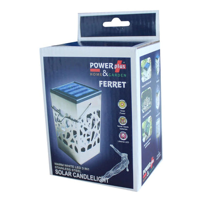 Solar LED Flame Lamp POWERplus Ferret Stainless Steel Garden