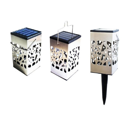 Solar LED Flame Lamp POWERplus Ferret Stainless Steel Garden