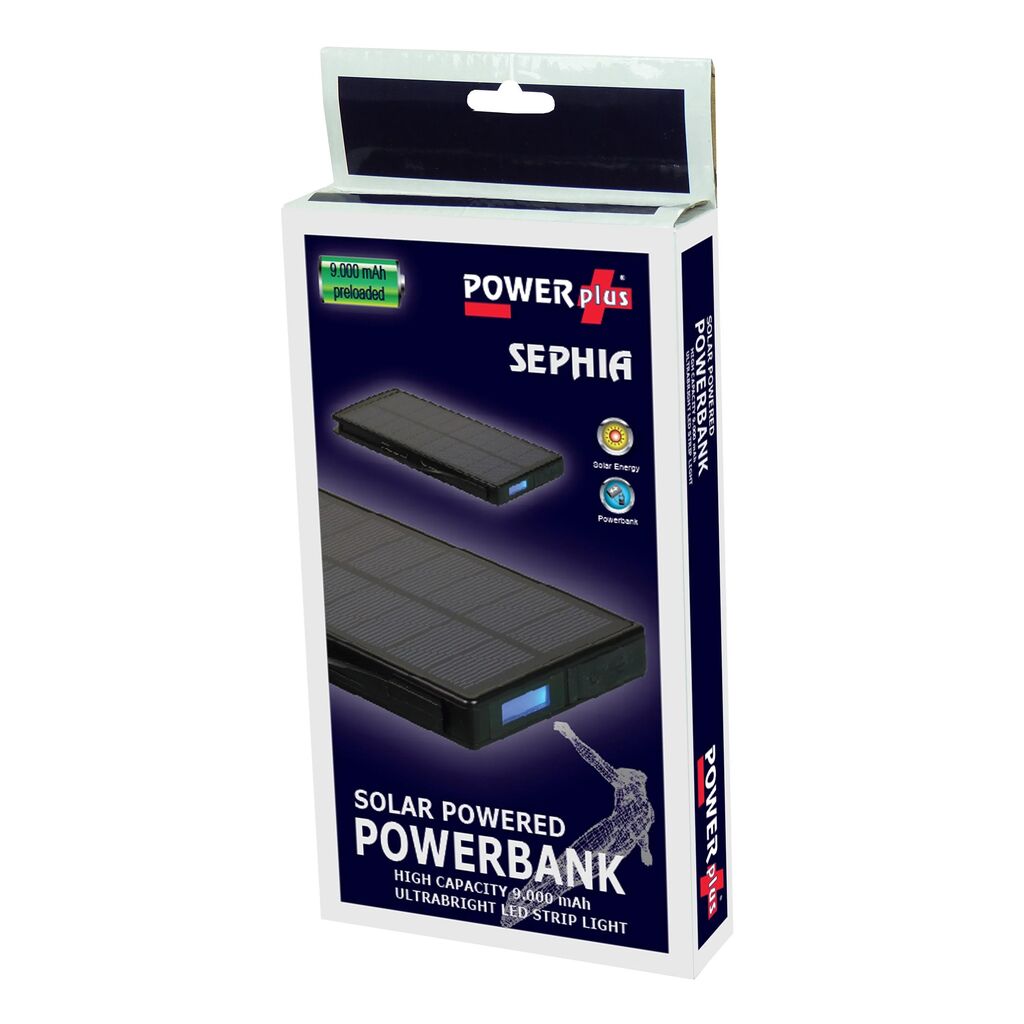 Solar Powerbank 9000mAh POWERplus Sephia with LED strip (Image 4 of 4) - Sephia is a power bank with a light, not a speaker] and spare energy always at hand - powered b. Keywords: car, edu, toy. SKU: PP-Sephia