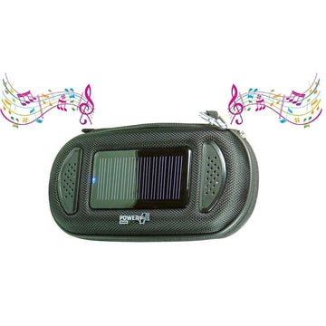 Case with the POWERplus Jaguar Solar Speaker and Powerbank (Image 1 of 3) - Your favorite music and spare energy always at hand - powered by the sun or via USB! POWERplus®. Keywords: light, outdoor, solar, solar light. SKU: PP-Jaguar