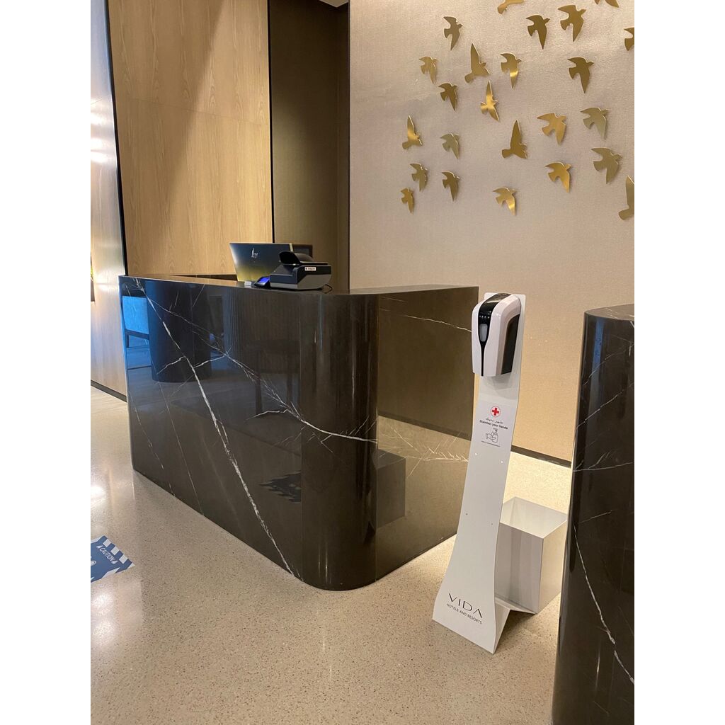 Stand with Disinfectant Liquid Dispenser and STAND UP Basket (Image 4 of 8) - Make sure of the highest standard of hygiene in your company or institution! The free-standing. Keywords: dynamo, flashlight, LED. SKU: B703-329DC-2