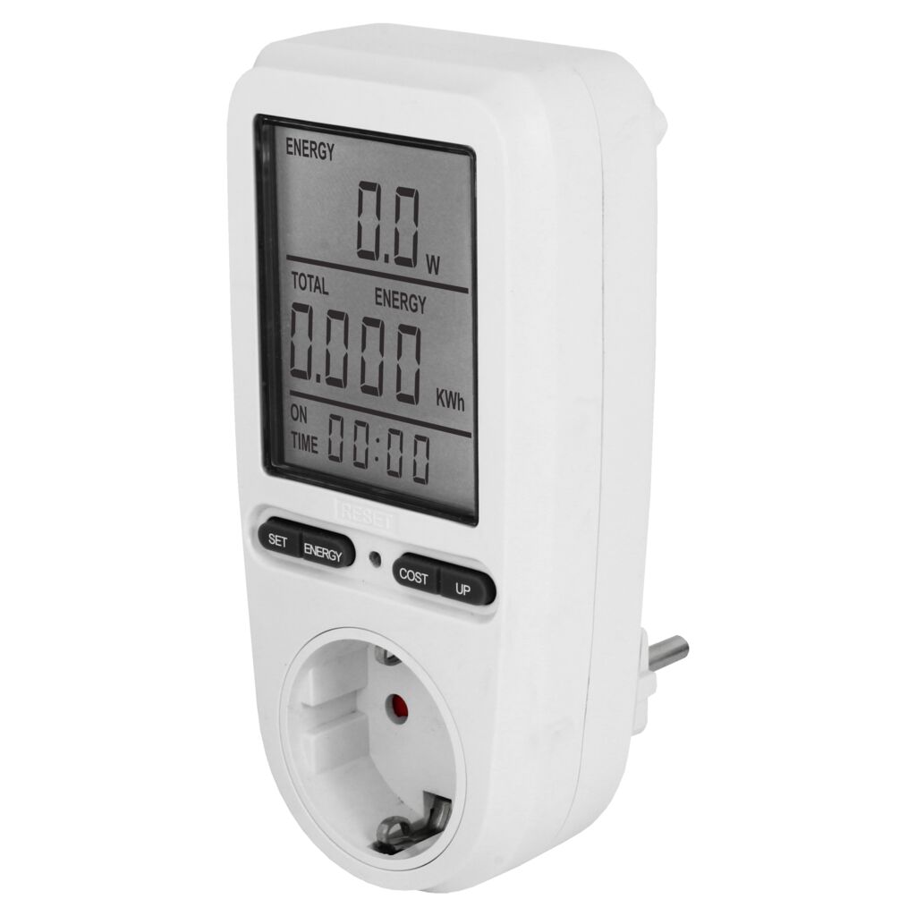 EcoSavers Energy Cost Meter Large Display Plug F CO2 Footprint (Image 1 of 3) - EcoSavers Electricity Consumption Meter (Watt Meter) - Type F (Schuko) 

 Do you want to know which. Keywords: hourglass, shower, showertimer. SKU: 8717853705083 EcoSavers Energy Meter Large