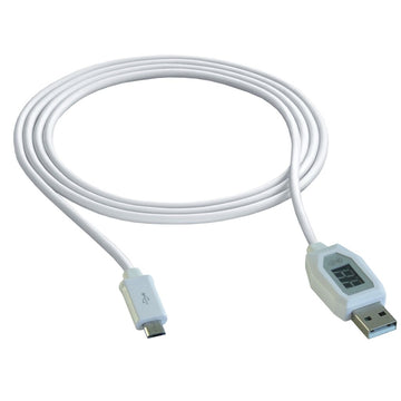 EcoSavers Smart microUSB Charging Cable with Voltage Display (Image 1 of 4) - Monitor the charging process and save energy with the EcoSavers® smart USB cable with integrate. Keywords: hourglass, shower, showertimer. SKU: 8717853703881 Ecosavers Smart USB Cable
