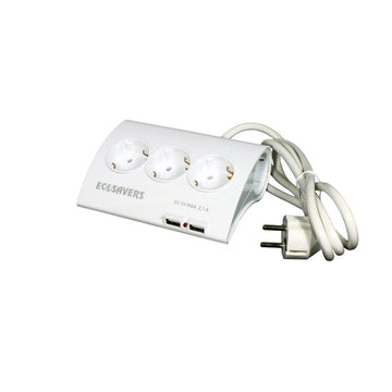 Power Strip Design 5 Slots 2 USB EcoSavers (Image 1 of 4) - EcoSavers Design Power Strip - 5 AC Sockets + 2 USB Ports 

 Tired of juggling chargers and the con. Keywords: hourglass, shower, showertimer. SKU: 8717853704895 Ecosavers Design Multisocket USB